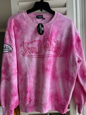 Von Dutch Pink Tie-Dye Sweatshirt size Large NWT